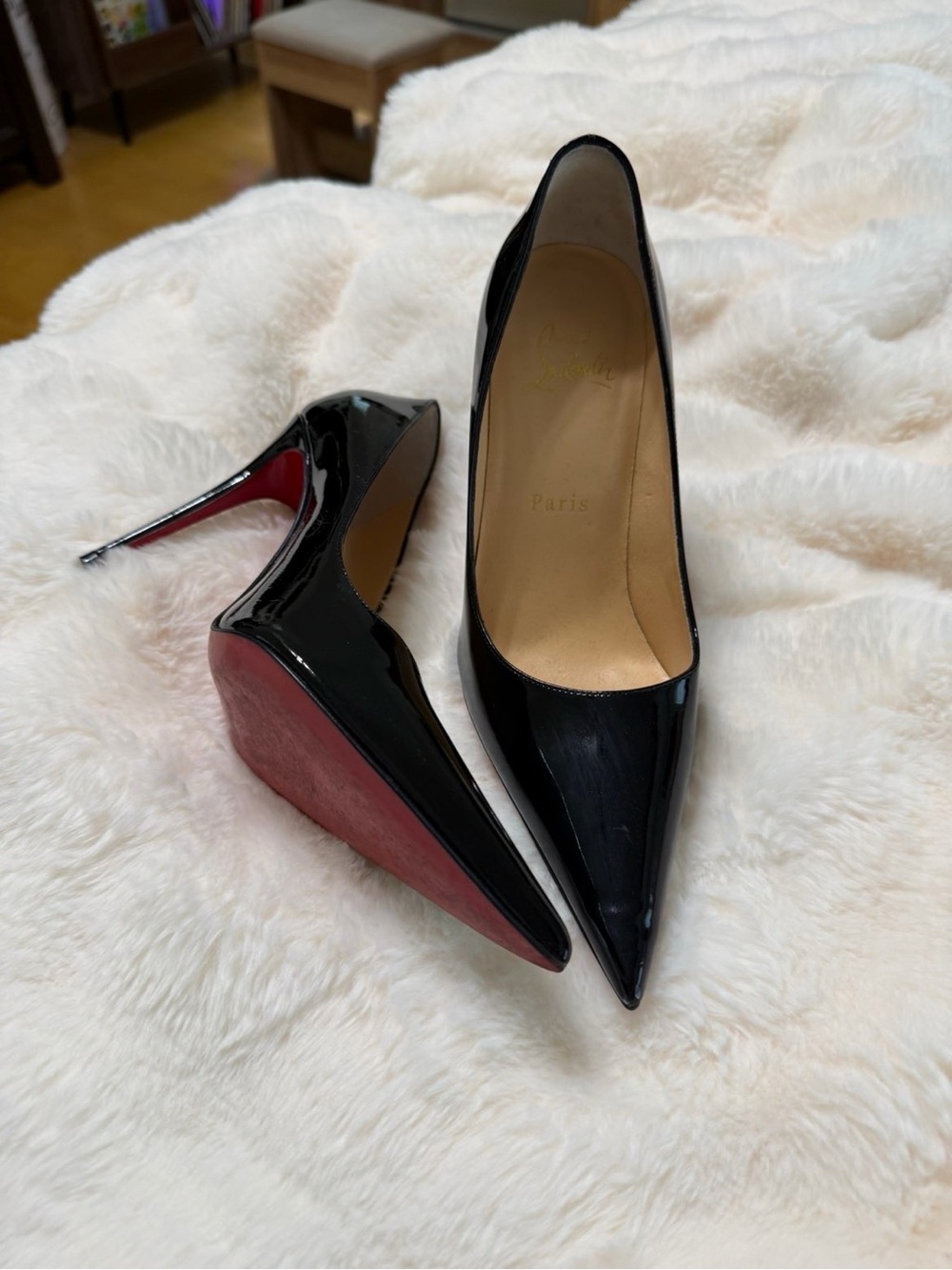 Christian Louboutin Kate Black Patent Pigalle 100mm